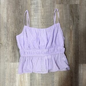 Women's Lavender Swiss Dot Peplum Cami Top